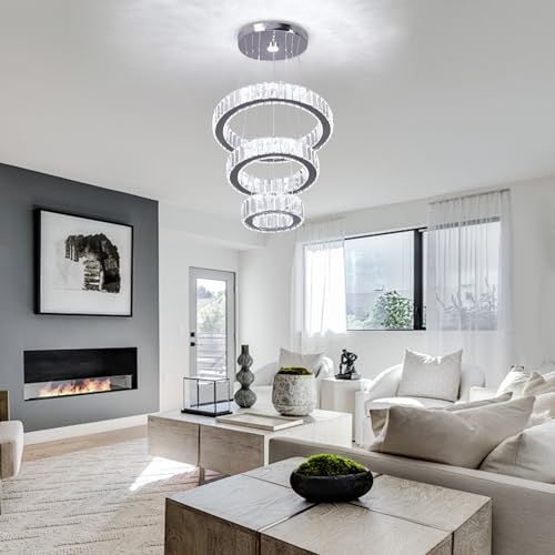 3 Ring Crystal Chandelier Ceiling Light