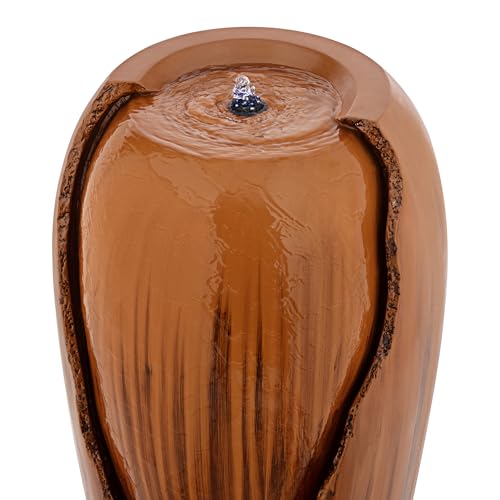 33" Tall Outdoor Vintage Cascading Antique Jar Water Fountain with LED Lights for Gardens