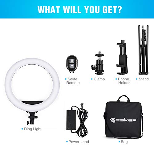 Ring Light 18 Inch LED Ringlight Kit with 73 inch Tripod Stand with Phone Holder Adjustable 3200
