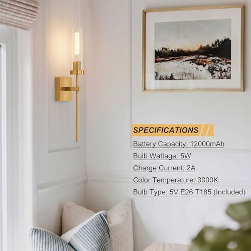 Wireless Wall Sconces with Remote Control (2 Count)