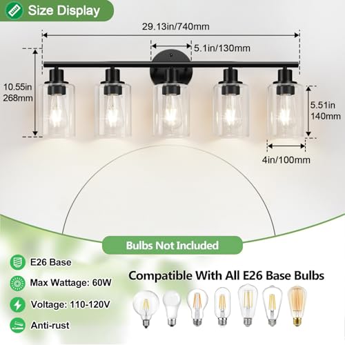 5 Light Bathroom Light Fixtures (5 Count)
