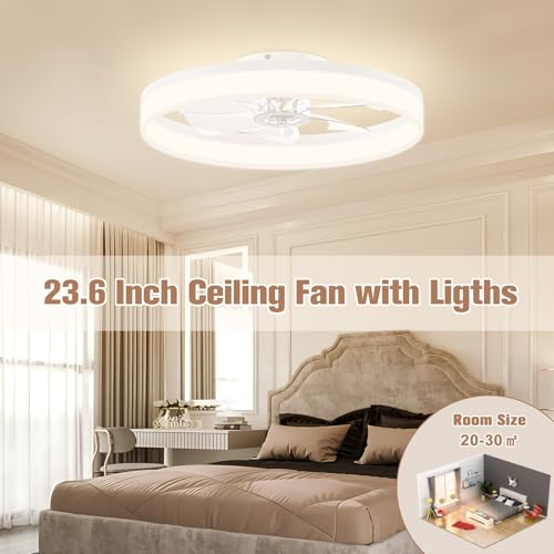 Low Profile Bladeless Ceiling Fans with Dimmable LED Light