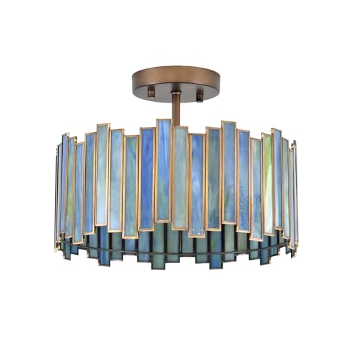 Antique Brass Ceiling Light Fixture in Drum Shape