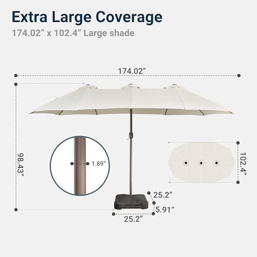 15 Ft Double Head Umbrella Outdoor Patio With Base
