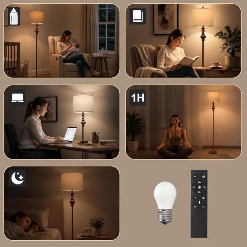 64.25" Farmhouse Floor Lamp with Remote (Dark Brown)