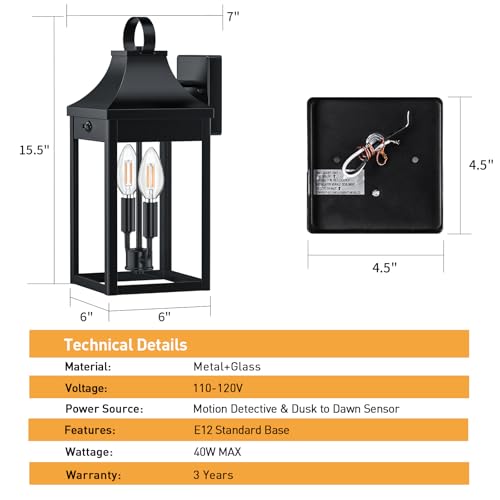 15.5'' Motion Sensor Outdoor Wall Light
