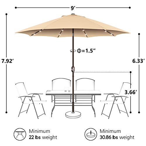 9ft Patio Umbrella with Solar Lights