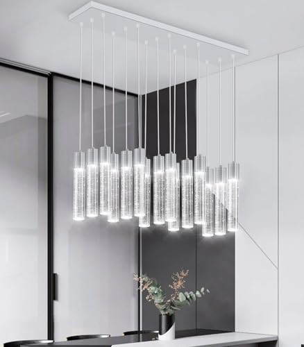 15 Lights Modern Crystal Chandelier LED Pendant Lighting Fixture for Kitchen Island Light Fixtures for Dining Room Hallway Foyer