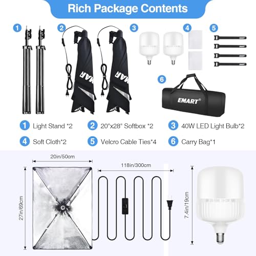 Softbox Photography Lighting Kit