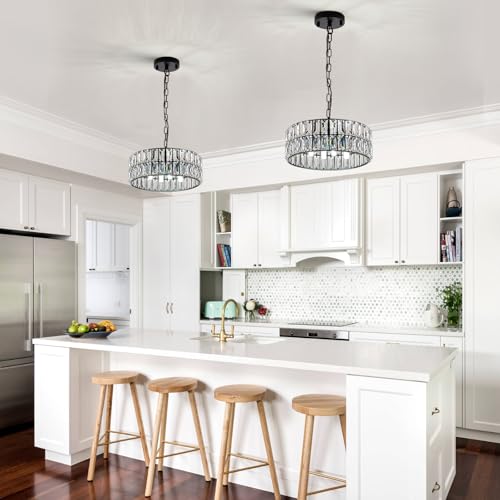 Black Crystal Chandelier 12" Modern Ceiling Pendant Light 3
