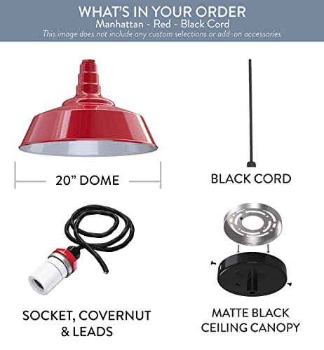 Industrial Pendant Light 20 Inch Extra Large Steel Warehouse Dome