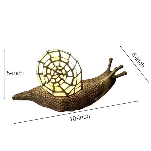 L10988 White Land Snail Tiffany Style Stained Glass Accent Table Lamp