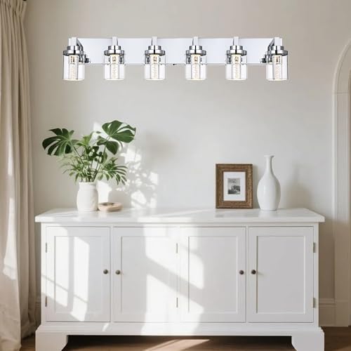 6 Light LED Bathroom Light Fixtures Chrome