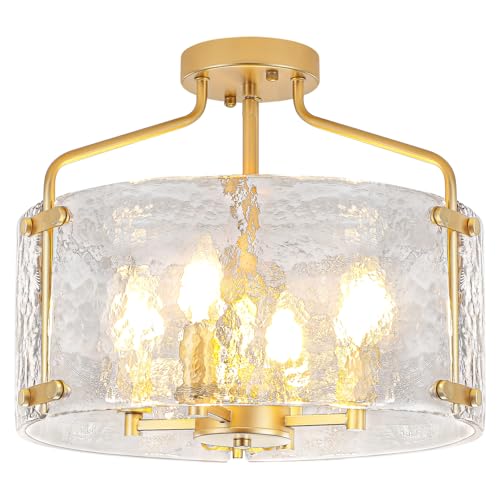 Gold Semi Flush Mount Ceiling Lights Modern Entryway Hallway Light Fixture