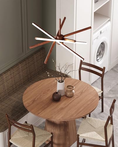 Modern Sputnik Chandelier Ceiling LED Black Pendant Light Embedded Mount Chandeliers Dining Room Light Fixtures Over Table Dimmable with Remote Control for Living Room Kitchen Bedroom