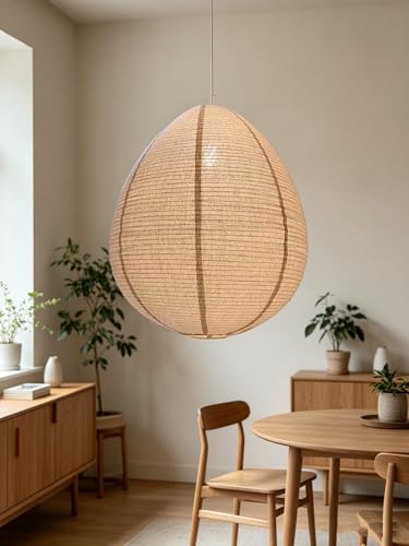 Linen Pendant Light Shade 24 Inches Egg Shape Hanging Lamp Shade