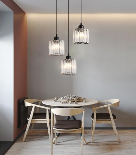 Crystal Pendant Lights Black 3 Light Cluster Ceiling