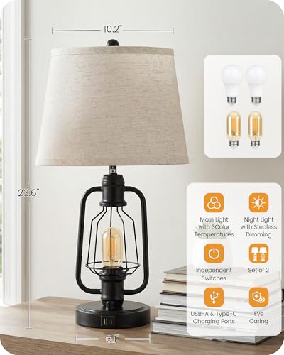 Farmhouse Table Lamps Set of 2 (2 Count)