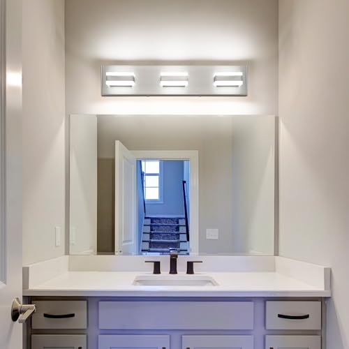 Bathroom Vanity Lights Over Mirror Brushed Nickel Bathroom Light Fixture 3 Light Led Lights for Bathrooms Vanity Lights for Bath Nickel ETL Listed