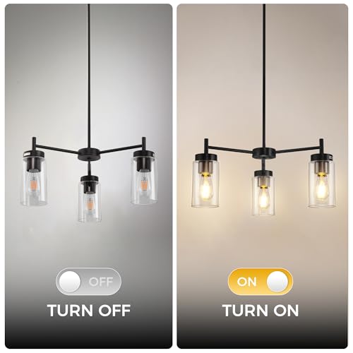 3 Light Black Chandelier for Dining Room Light Fixture