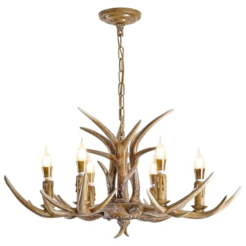 6 Light Resin Faux Horn Antler Chandelier