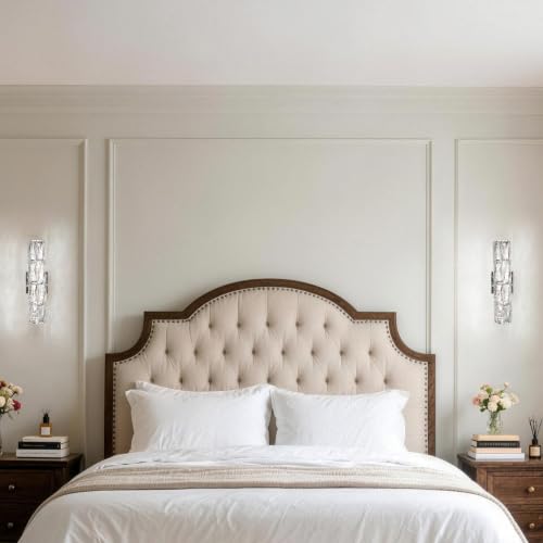 Crystal Wall Sconce Dimmable LED with Remote for Bedroom Bathroom