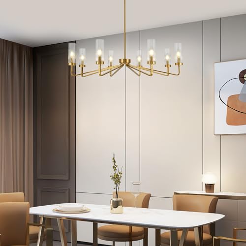 Modern Brushed Gold 8‑Light Chandelier for Living Room