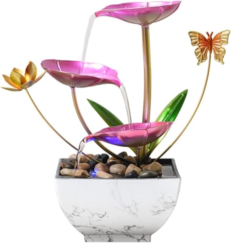 11‘’ H Pink Tabletop Water Fountain