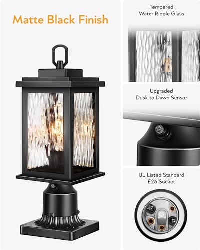 Dusk to Dawn Outdoor Post Light Fixture with Pier Mount Base (2 Count)