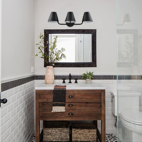 Industrial Black Vanity Light with Metal Shade