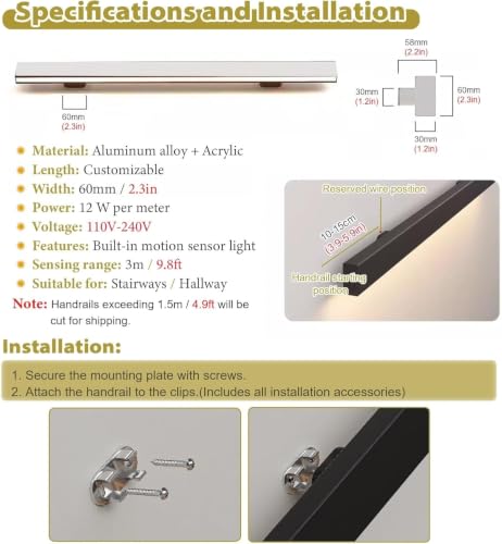 LED Motion Sensor Handrail Lights for Stairs