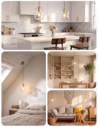 1 Pack Pendant Lights Kitchen Island (Gold+Clear 1 Pack)