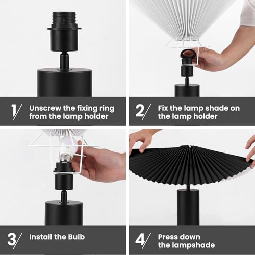 Modern Table Lamp with Pleated Lampshade and Cylindrical Base