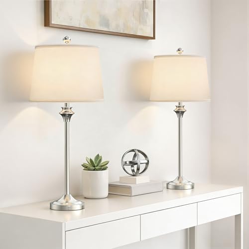 Set of 2 Brushed Nickel Table Lamps