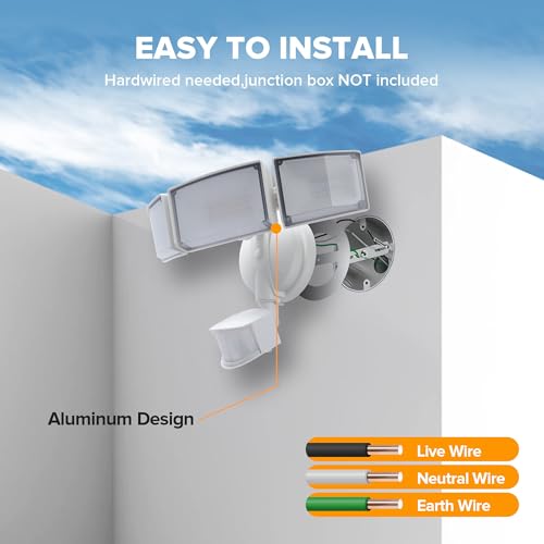 2 Pack 72W 7500LM LED Security Lights Motion Sensor Light Outdoor
