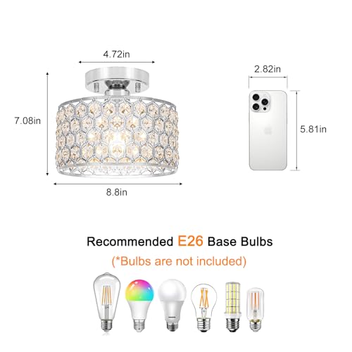 Chrome Crystal Ceiling Light Fixture