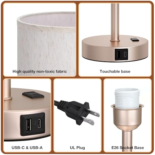 17.4" Bedside Lamp for Bedroom