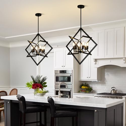24" Modern Black Chandelier for Dining Room