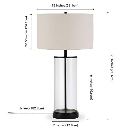28" Tall Table Lamp with Fabric Shade in Blackened Bronze