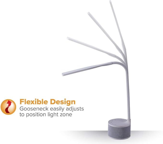 Bostitch Office LED Dimmable Desk Lamp with Bluetooth Speaker & USB Port, Energy Efficient, 5.5W, Natural Daylight, White (VLED1817WHITE-BOS)