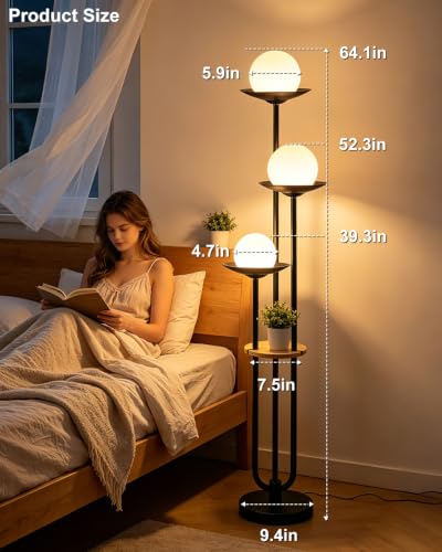 Globe Floor Lamp with Shelf 3 (3 Count)