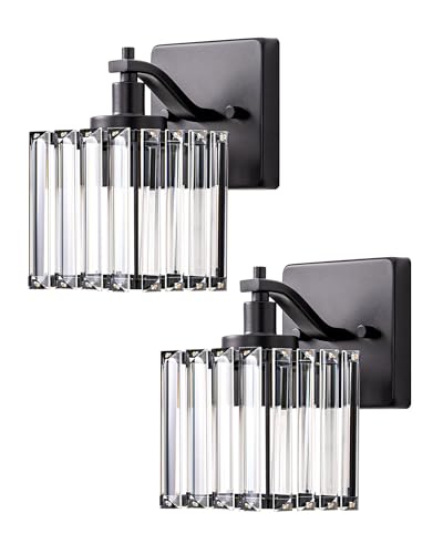 Hardwired Black Crystal Wall Sconces Set of 2 (2 Count)