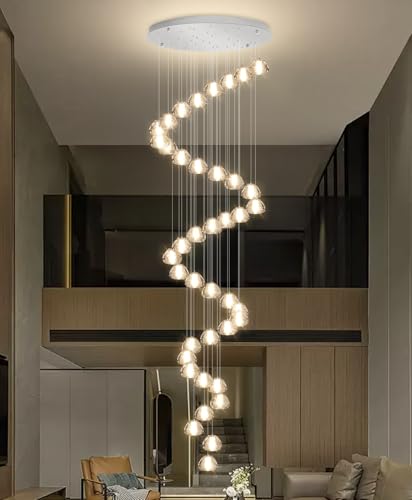 236'' Long Large Crystal Chandeliers LED Chandeliers for High Ceiling Handing Light Fixture for Entrance Hallway Foyer Staircase Lobby Silver