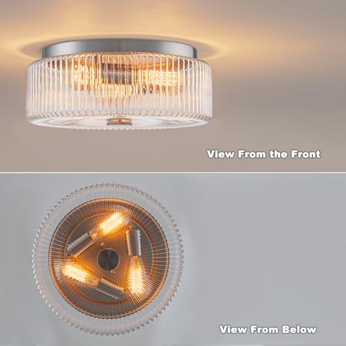 13.9 Inch Brushed Nickel Flush Mount Ceiling Light