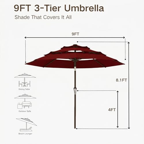 9ft 3 Tier Patio Umbrella