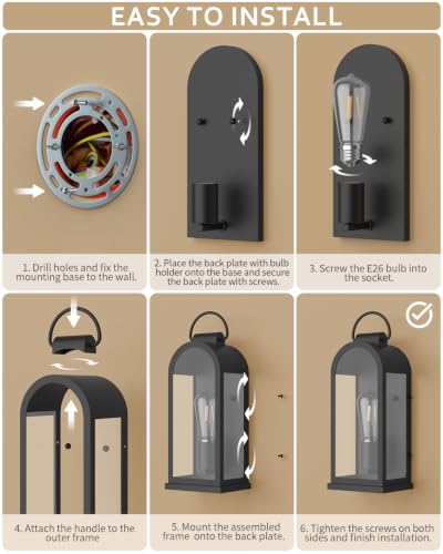 15" Outdoor Wall Lights Black Porch Light 2 (2 Count)