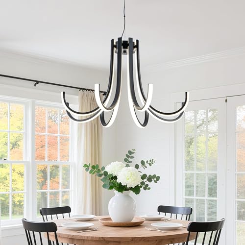 24.4 Inch Black Dimmable Modern LED Chandelier with Remote Control