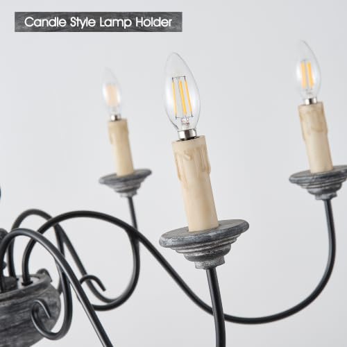 6 Light French Country Chandelier Rustic Wooden Chandelier Light Fixture for Dining Room