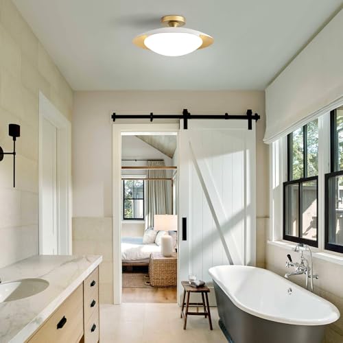 Dimmable Modern LED White and Gold Ceiling Light Fixture 15.75 in