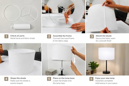 2 Pack White Modern Cylinder Lamp Shades